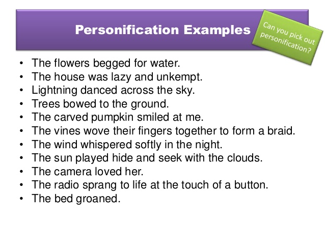 Personification examples